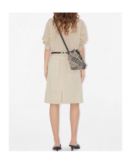 Burberry Gray Mini Checked Drawstring Bucket Bag