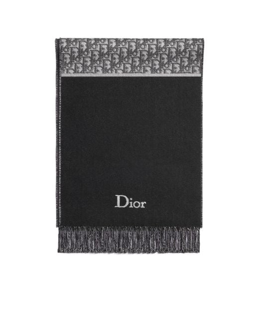 Dior Black Oblique Double-Faced Scarf for men