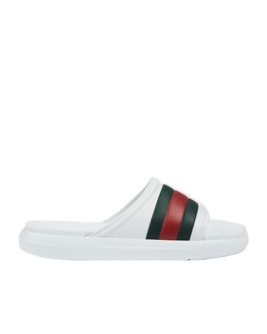 Gucci White Web Slide Sandals for men