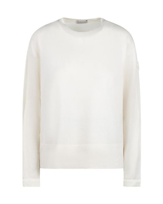 Moncler White Crewneck Long-Sleeved Jumper
