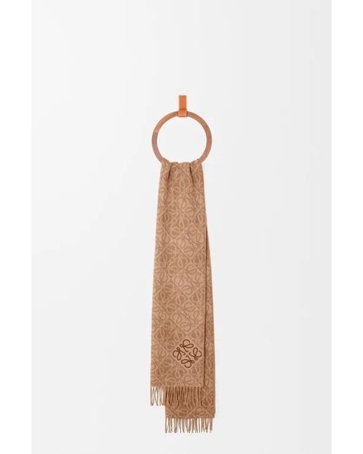 Loewe White Monogram Jacquard Fringed Scarf