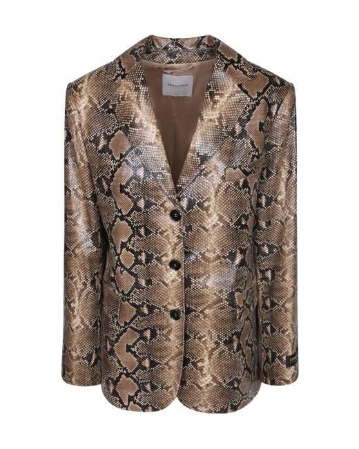 ERMANNO FIRENZE Brown Snake-Print Single-Breasted Blazer