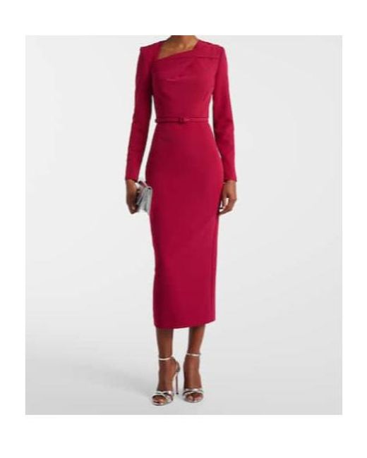 Roland Mouret Red Belted Crêpe Midi Dress