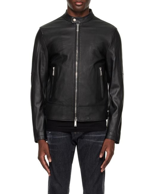 DSquared² Black Two-Way Zip Fastened Biker Jacket for men