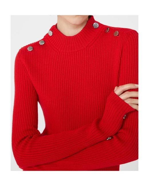 Sportmax Red Button-Down Slim-Fit Sweater