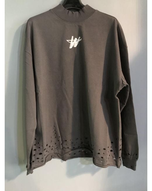 we11done Black Distressed-Hem Sweatshirt for men