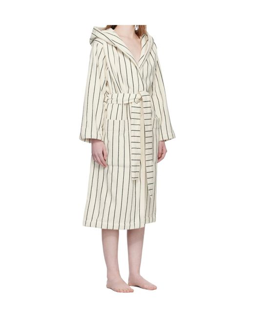 Tekla White Terry Hooded Lace-Up Bathrobe for men