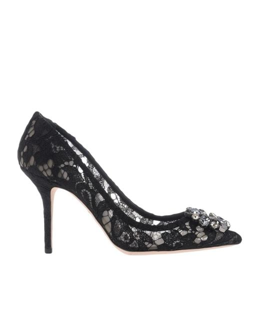 Dolce & Gabbana Black Two-Tone Lace Stiletto Heels