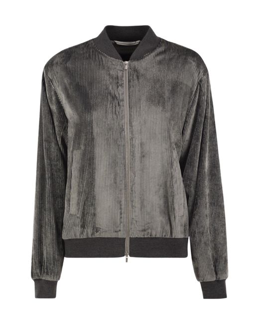 Peserico Gray Casual Zip-Up Jacket