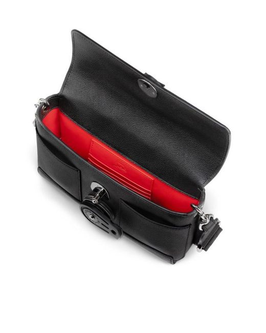 Christian Louboutin Black Groovy Foldover Top Crossbody Bag for men