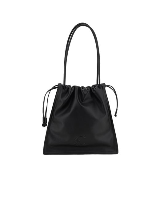 Coccinelle Black Logo Embossed Drawstring Tote Bag