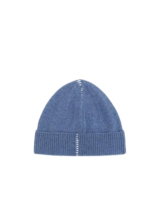 MM6 by Maison Margiela Blue Logo Patch Knitted Beanie