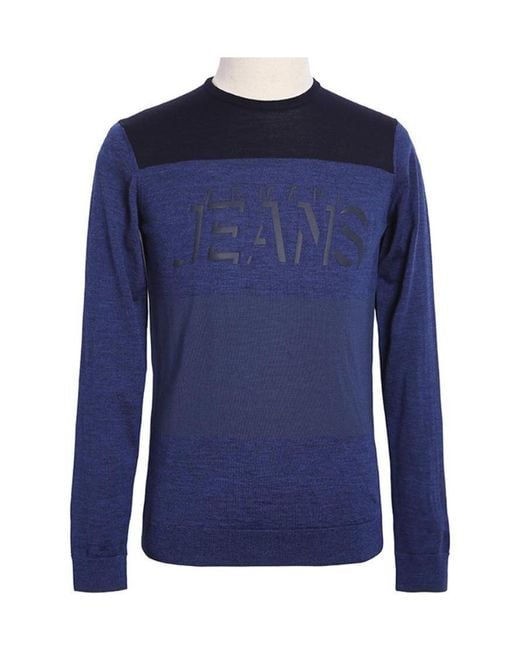 Armani Jeans Blue Logo Long-Sleeved T-Shirt for men