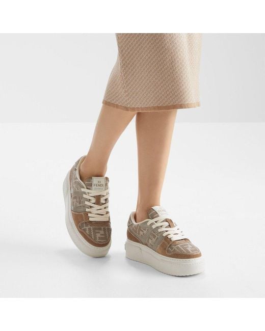 Fendi Natural Match Lace-Up Sneakers