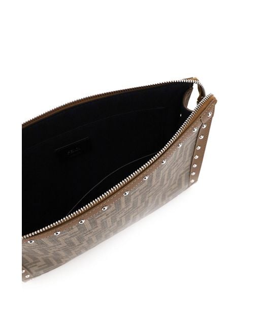 Fendi Brown Ff Motif Pouch for men