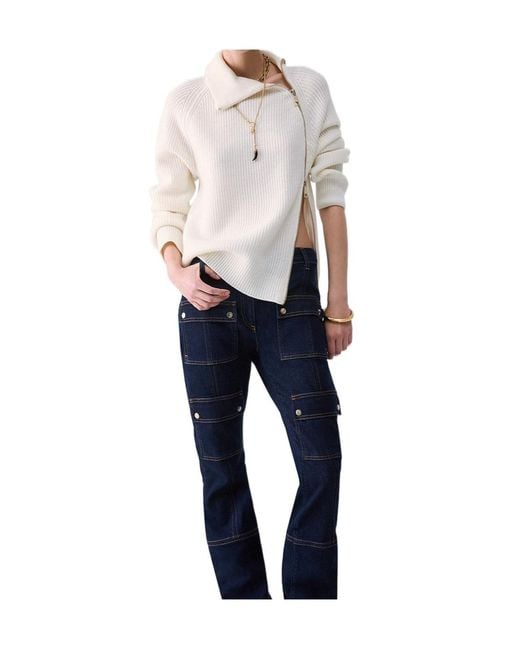 Liu Jo White Wool Blend Sweater With Zip