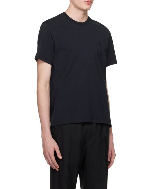 AMI Black Ami De Coeur Logo Embroidered Crewneck T-Shirt for men