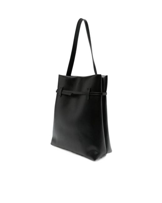 MANU Atelier Black Buckle Detailed Tote Bag