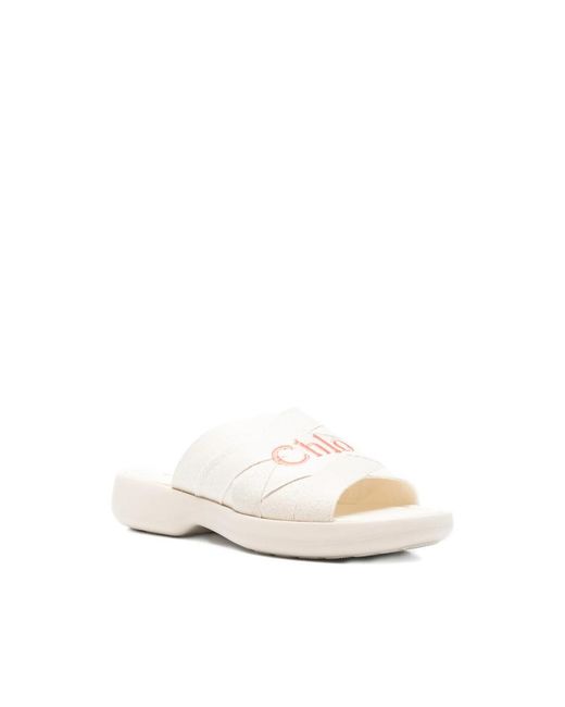 Chloé White Open-Toe Flat Sandals