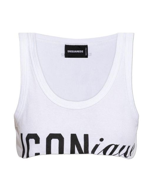 DSquared² White Cropped Top With Raw Finish
