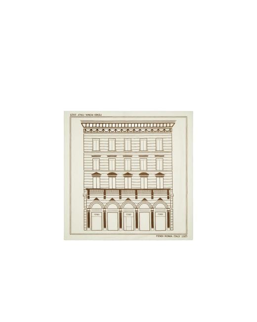 Fendi White Logo Detailed Square Scarf for men