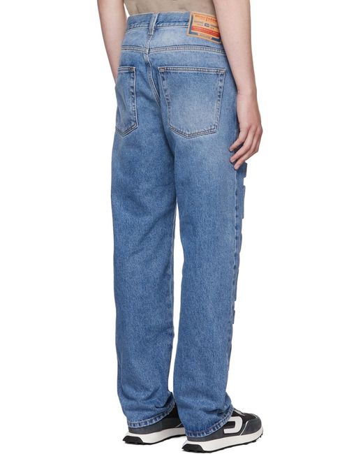 DIESEL Blue D-Mand Mid-Rise Straight-Leg Jeans for men