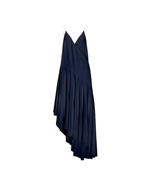 Alaïa Blue Matte Jersey Asymmetrical Slip Dress