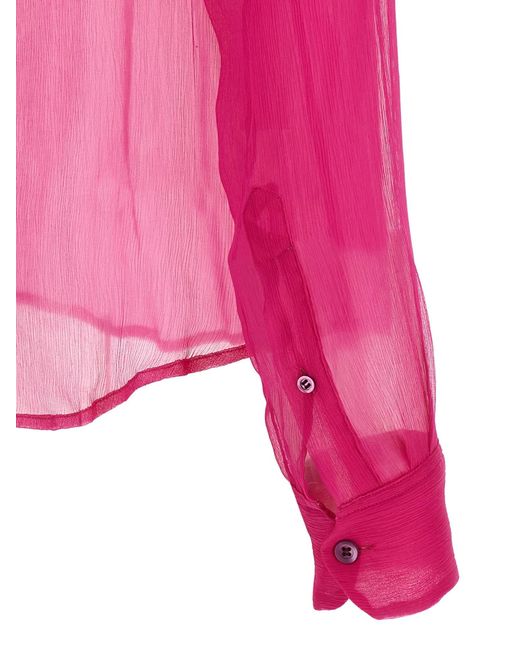 Dries Van Noten Pink Cloudy Sheer Button-Up Shirt
