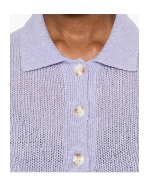 Lisa Yang Purple Short-Sleeved Knitted Polo Shirt