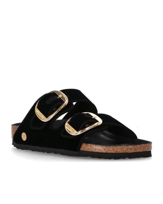 Birkenstock Women's Black Double Buckle Velvet Sandals