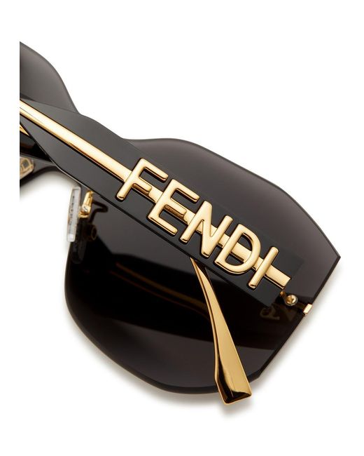 Fendi Gray Graphy Rimless Oversized Sunglasses