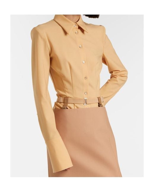 Mugler Natural Pleated Button-Down Shirt