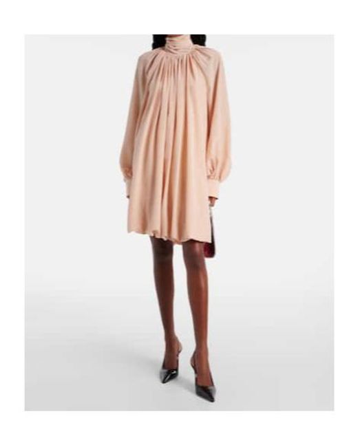 Stella McCartney Pink Gathered Open-Back Silk Chiffon Minidress