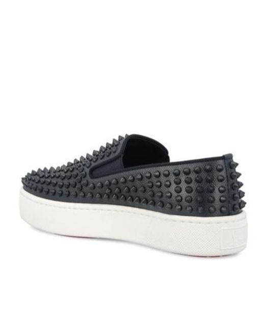 Christian Louboutin Black Spikeboat Slip-On Sneakers for men