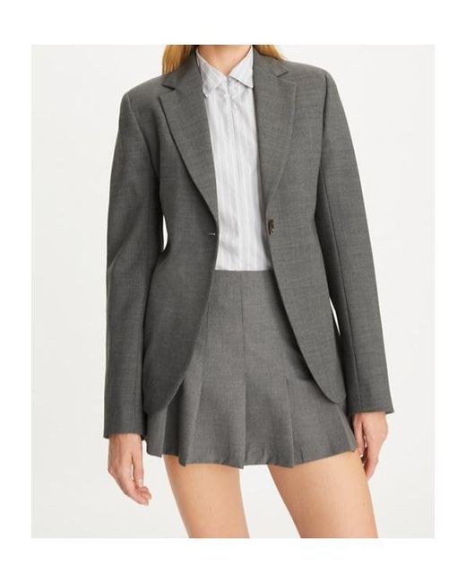 Tory Burch Gray Single Buttoned Flannel Blazer