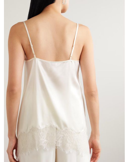 Staud White Chloe Lace-Trimmed Camisole