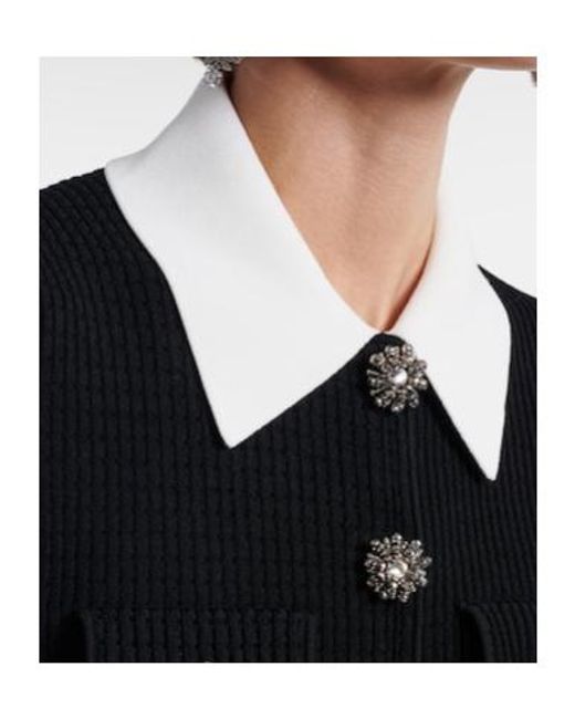 Self-Portrait Black Embellished Pleated Minidress