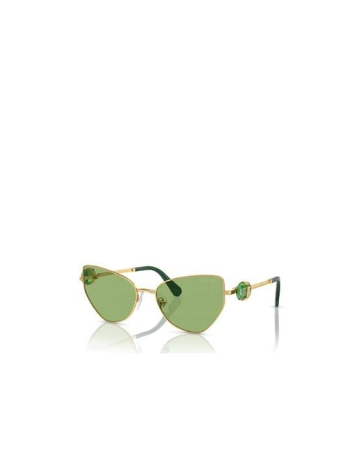 Swarovski Green Hinged Crystal-Embellished Cat-Eye Sunglasses