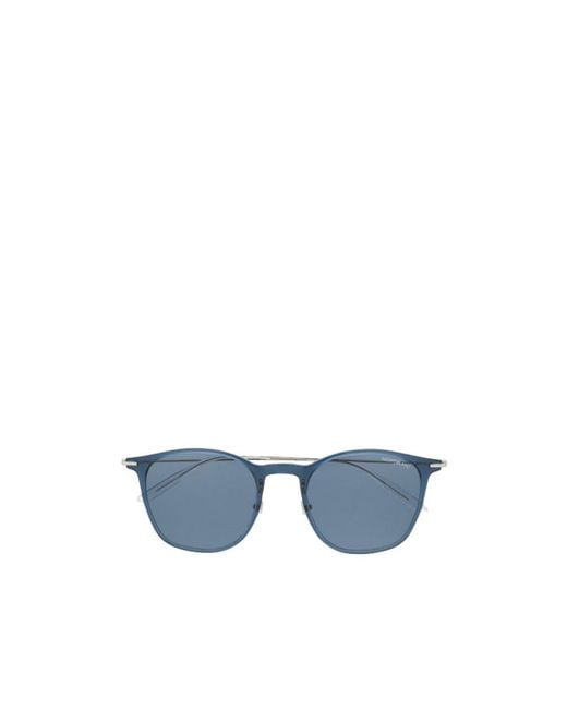 Montblanc Blue Injection Round Sunglasses for men