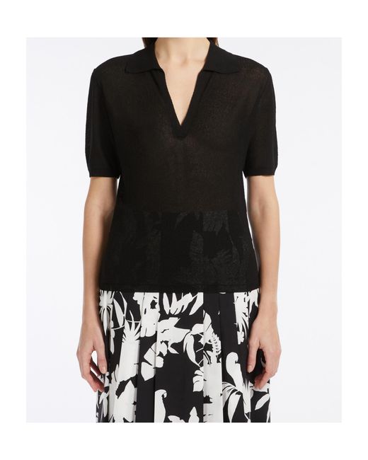 Max Mara Black Studio Casarsa V-Neck Knitted Polo Shirt