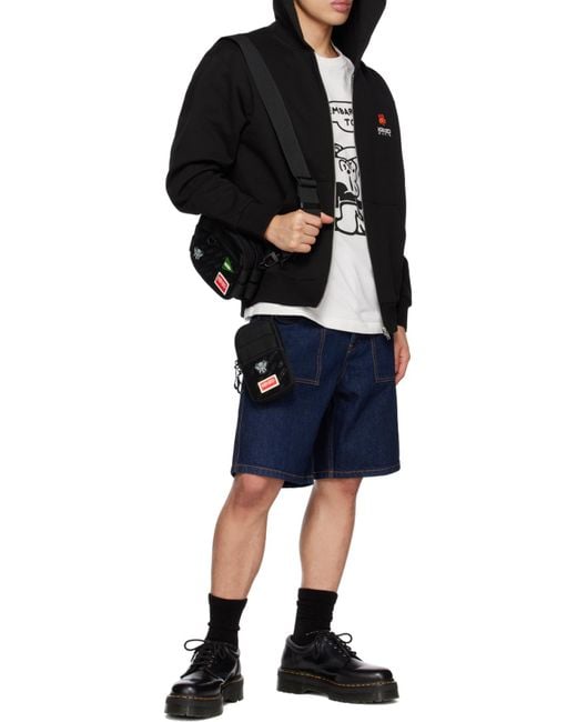 KENZO Black Boke Flower Zipped Hoodie for men
