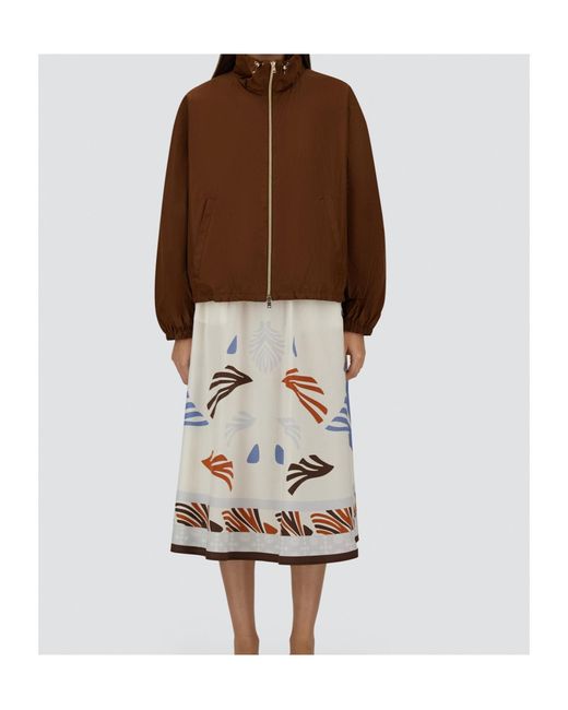 Herno White Summer Printed Midi Skirt