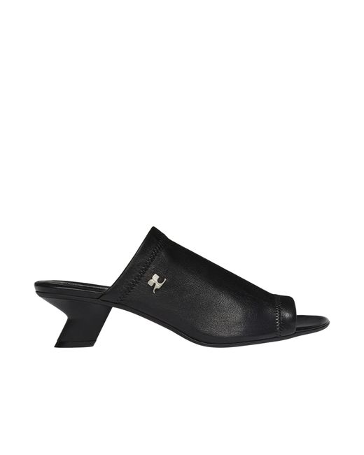 Courreges Black Wet Stretch Mules