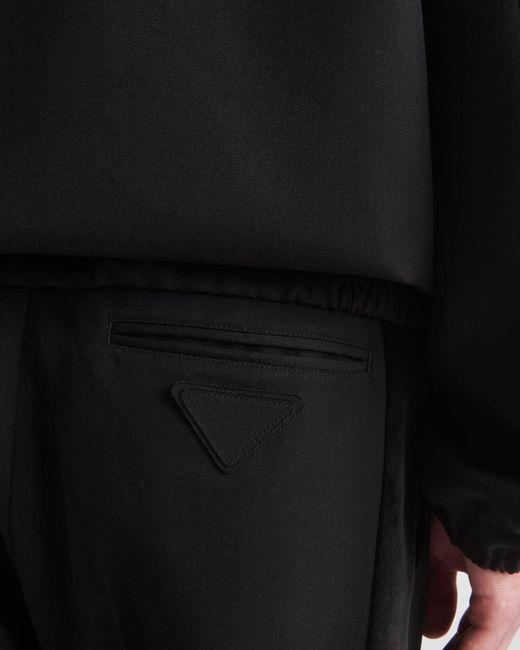Prada Black Pressed-Crease Velvet Tailored Trousers for men