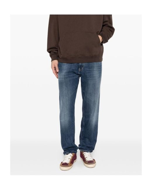 Dondup Blue Cuffed Straight-Leg Jeans for men