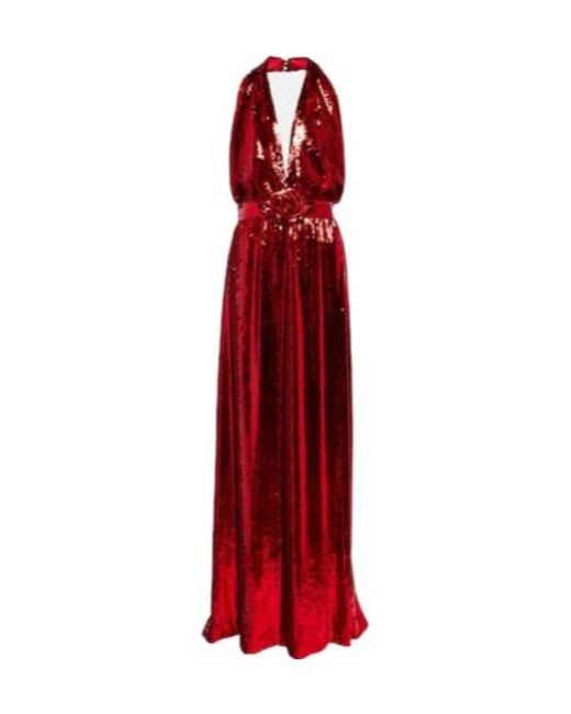 Rodarte Red Halterneck Sequined Corsage Gown