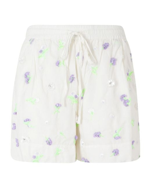 Essentiel Antwerp White Jelena Sequin-Embellished Shorts