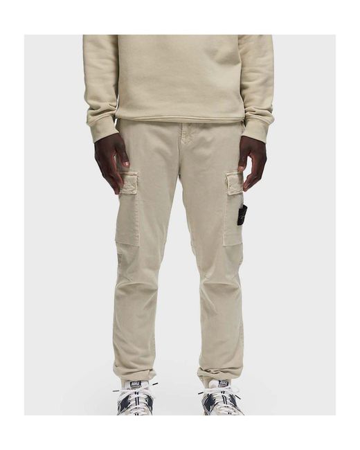 Stone Island Natural Regular Tapered Fit Cargo Pants for men