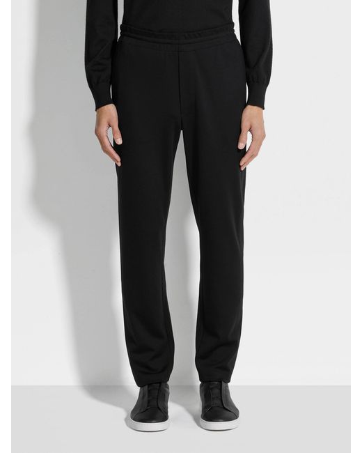 Zegna Black Wool Track Trousers for men