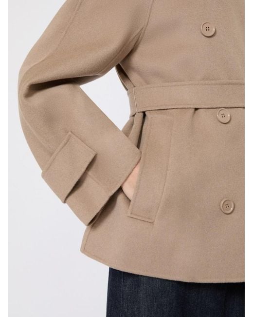 Max Mara Brown 'S Louise Double Breasted Short Belted Jacket